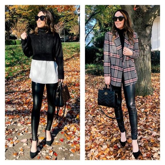 Commando Black Faux Leather Raw Hem Leggings Size M - Picture 14 of 14